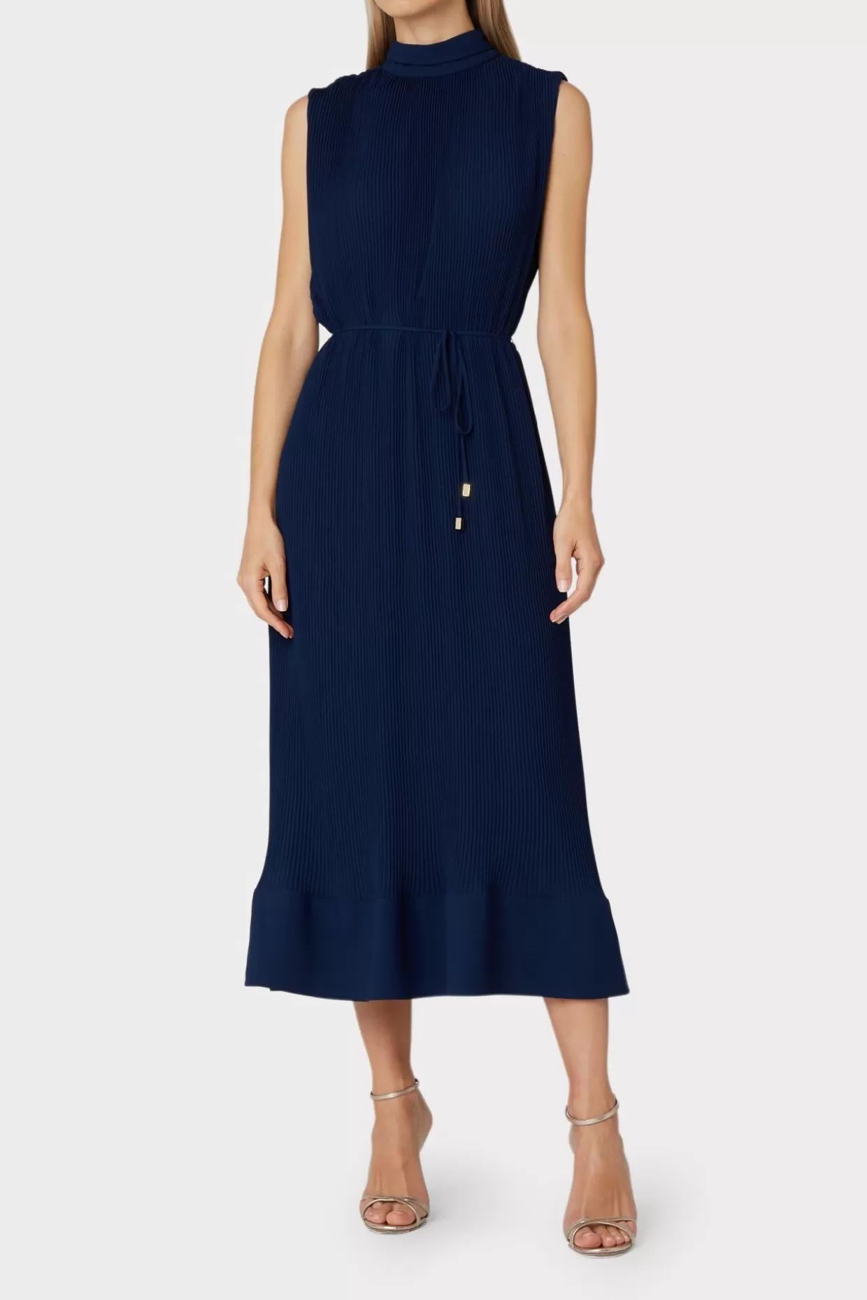 Jumpsuits & Rompers-MILLY Melina Solid Pleated Dress Navy