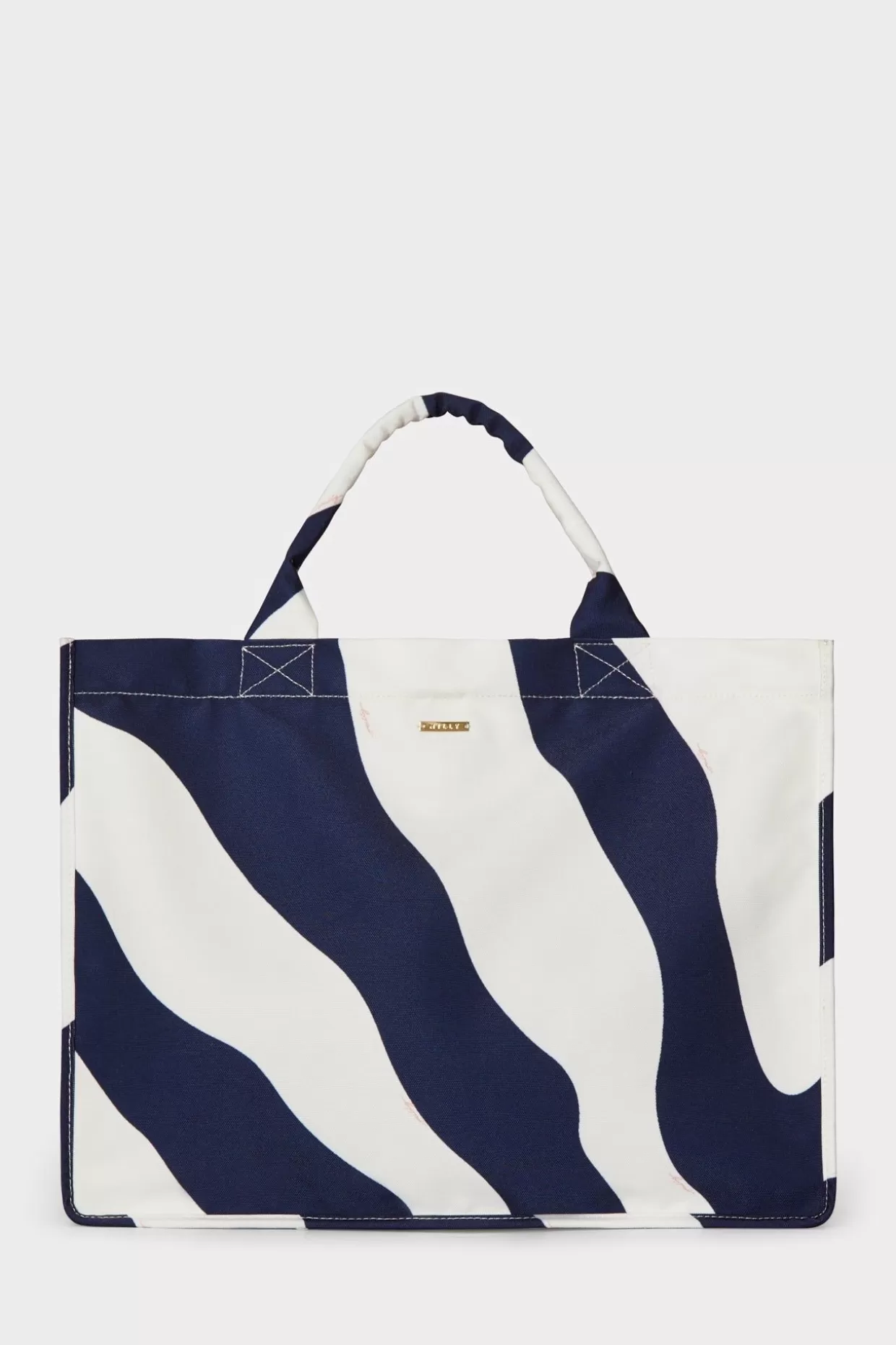 Accessories-MILLY Mimi Canvas Tote Ecru/Navy