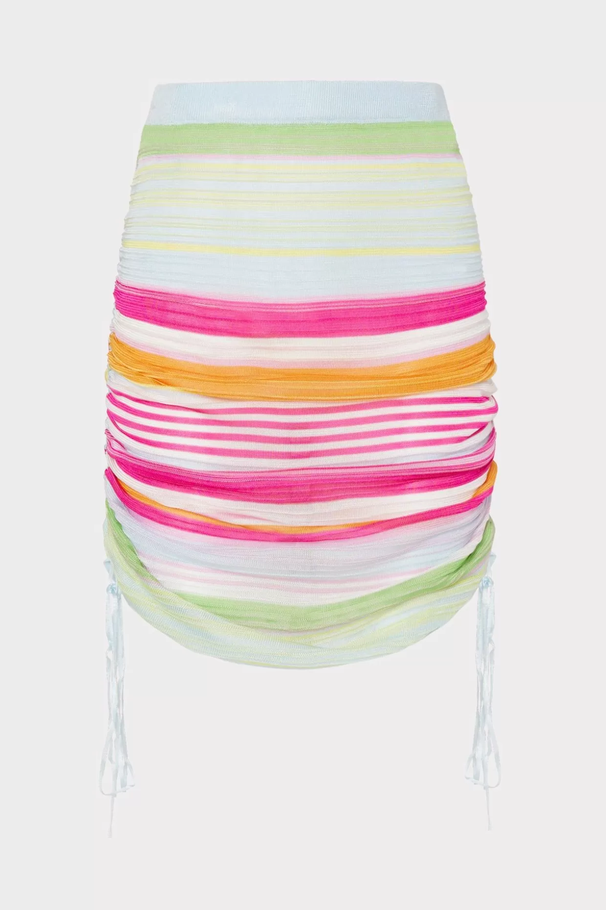 Jumpsuits & Rompers-MILLY Multi Stripe Ruched Skirt Pink Multi