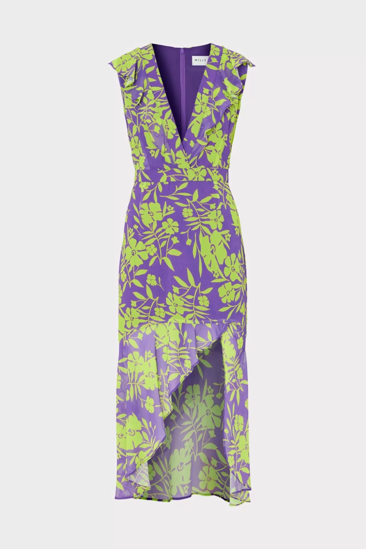 Jumpsuits & Rompers-MILLY Nanci Marigold Aroma Ruffle Dress Purple Multi