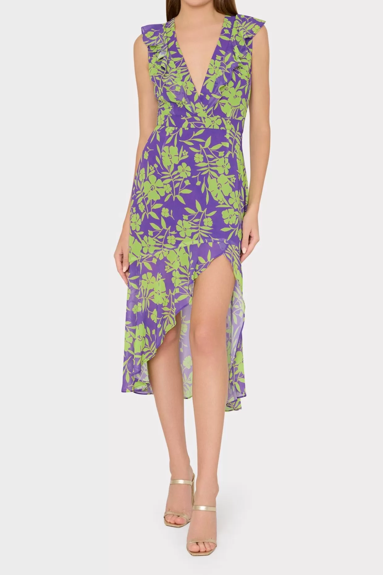 Jumpsuits & Rompers-MILLY Nanci Marigold Aroma Ruffle Dress Purple Multi