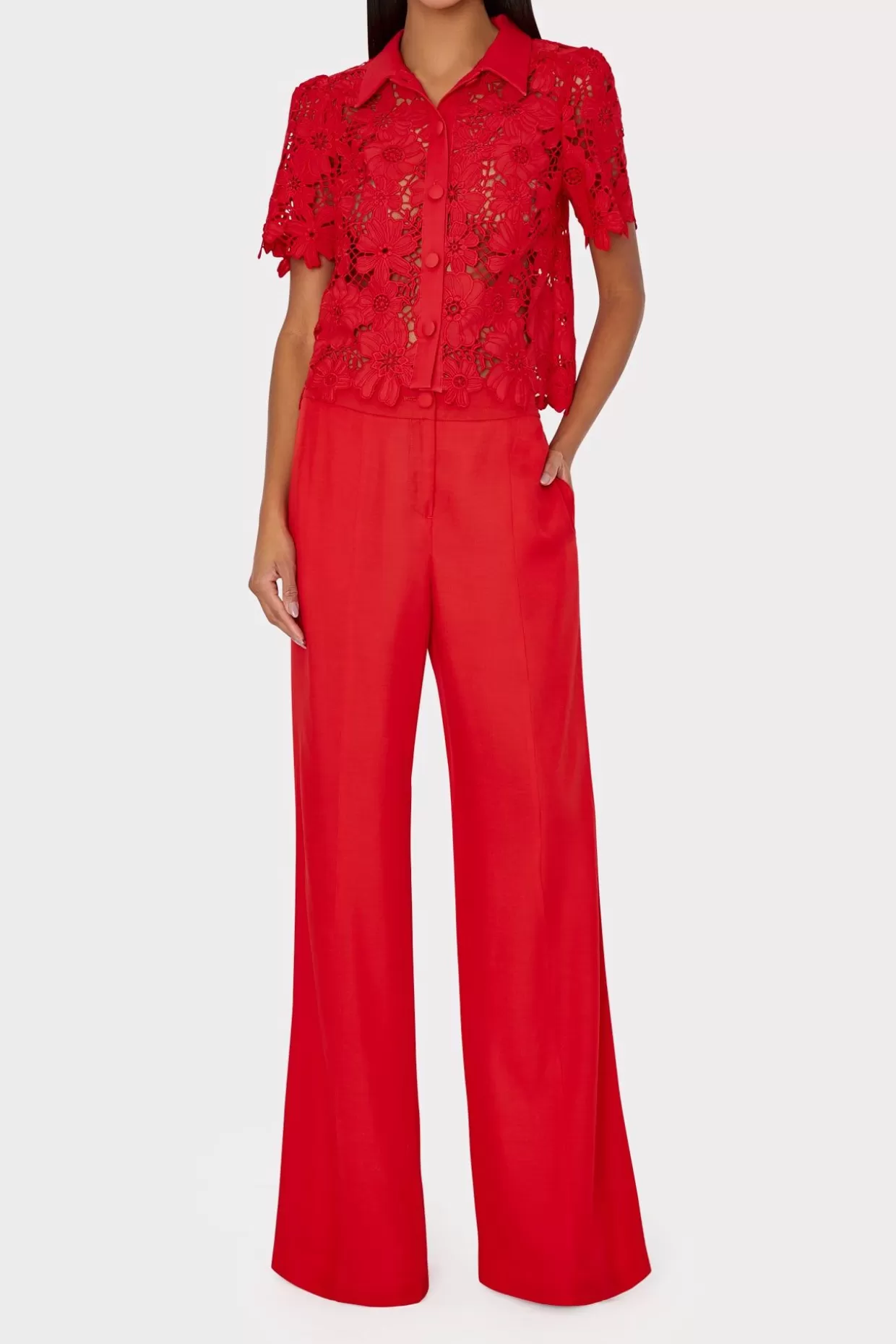 Pants-MILLY Nash Viscose Twill Pants Red