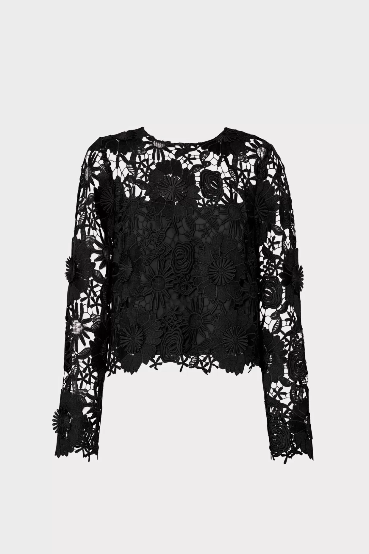 Jumpsuits & Rompers-MILLY Nori 3D Lace Shirt Black