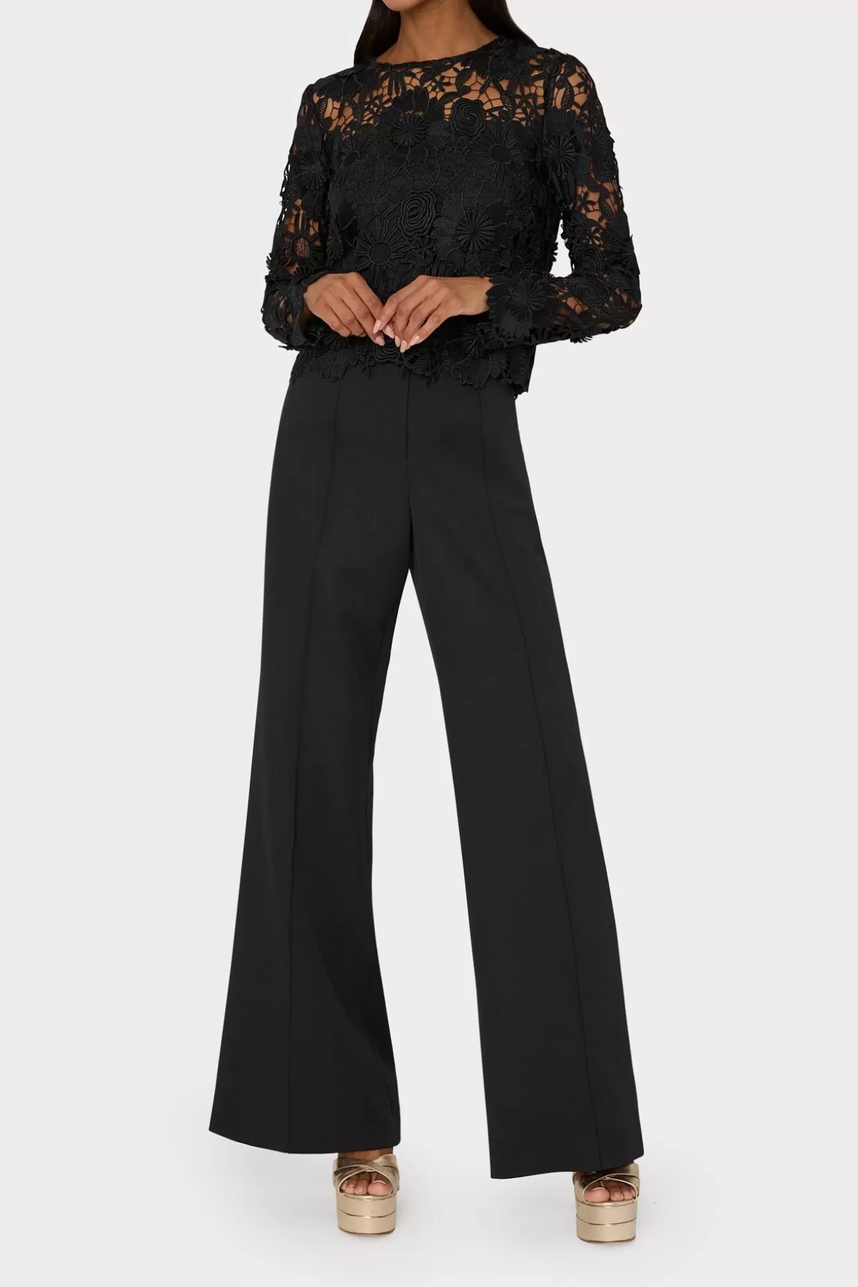 Jumpsuits & Rompers-MILLY Nori 3D Lace Shirt Black