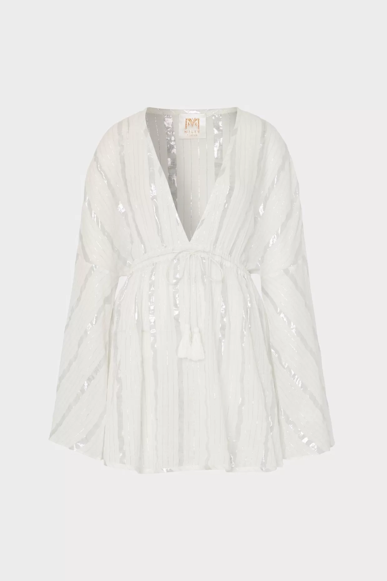 Cover-Ups-MILLY Olympia Lurex Stripe Coverup Dress White