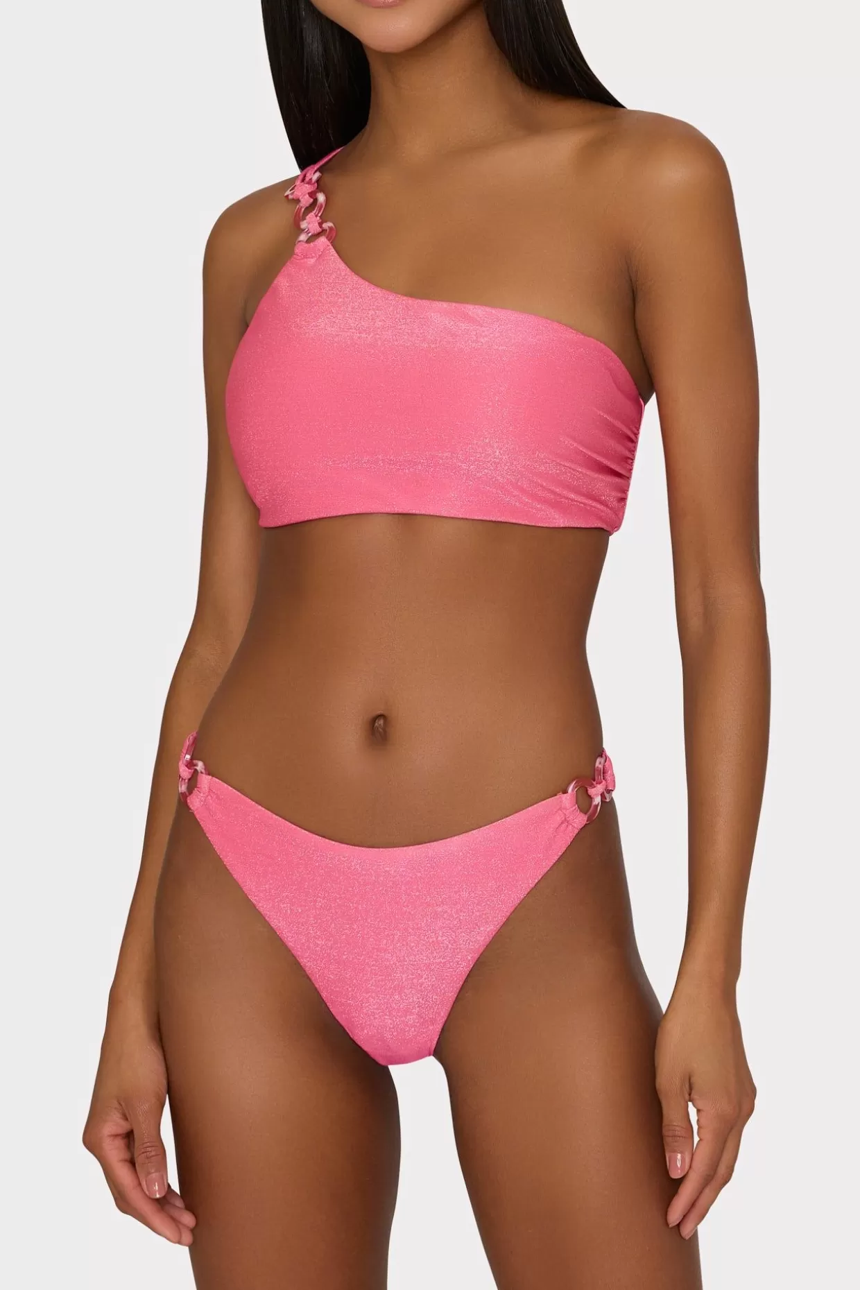 Jumpsuits & Rompers-MILLY O-Ring Bikini Bottom Shimmer Pink