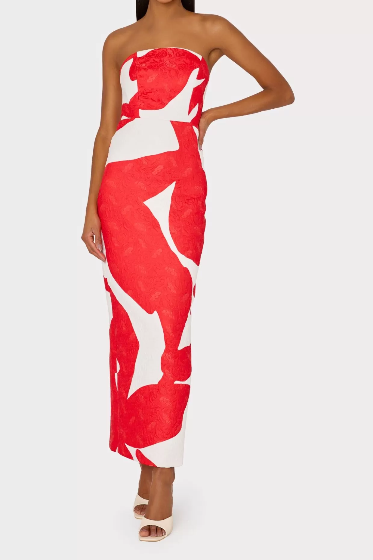 Maxi Dresses-MILLY Orion Grand Foliage Dress Red/White