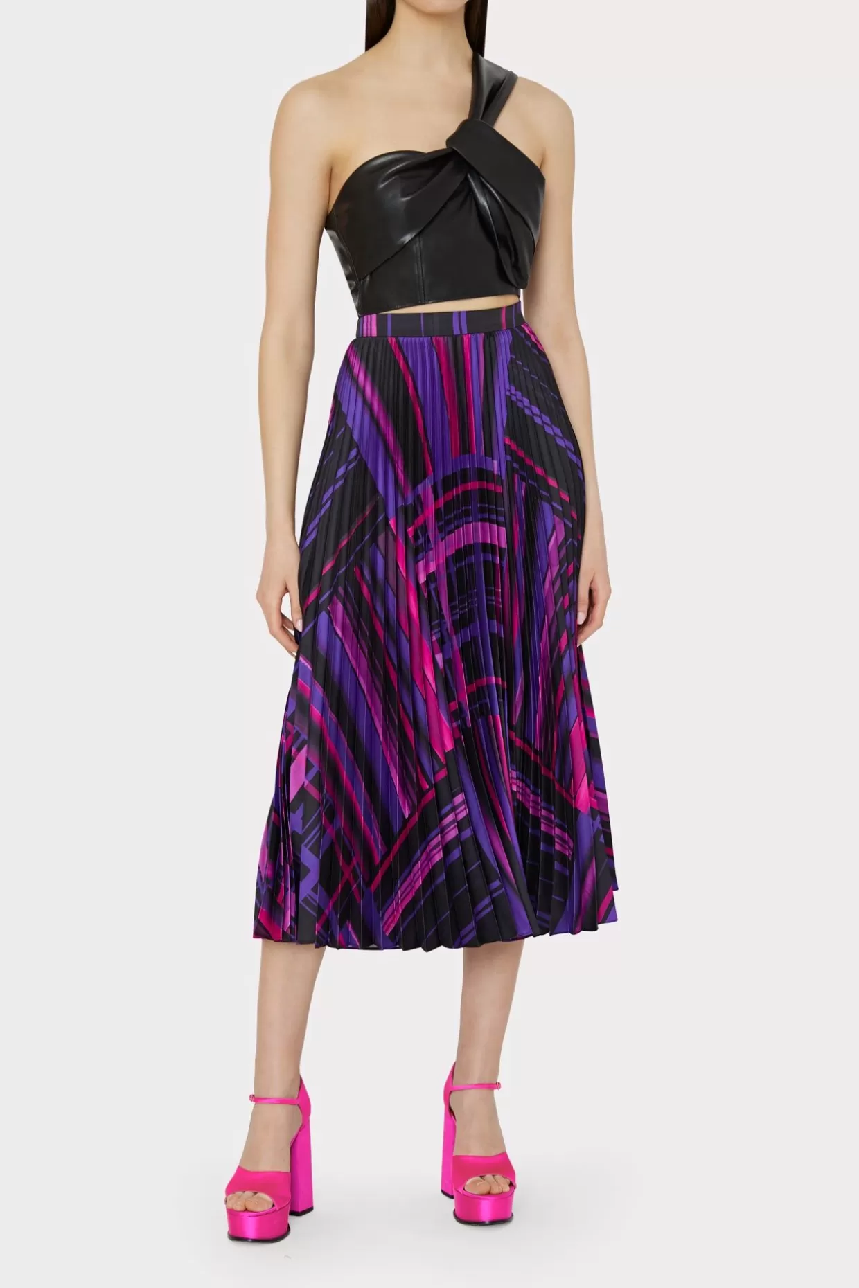 Skirts-MILLY Otha Patchwork Plaid Skirt Purple Multi