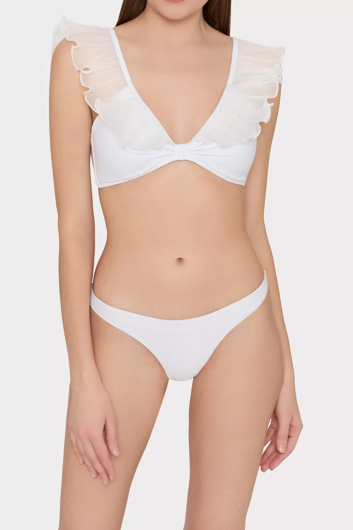 Jumpsuits & Rompers-MILLY Pleated Organza Bikini Top White