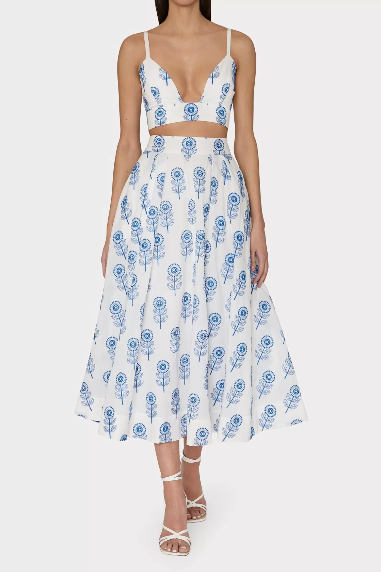 Skirts-MILLY Poppy Embroidery Skirt White/Blue