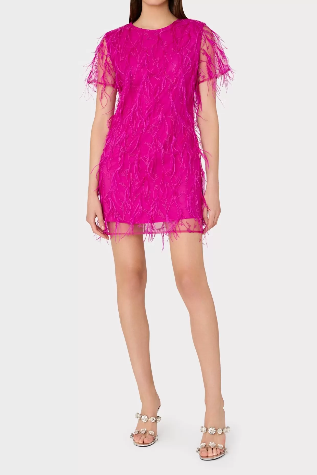 Pink Dresses-MILLY Rana Feather Dress Fuchsia