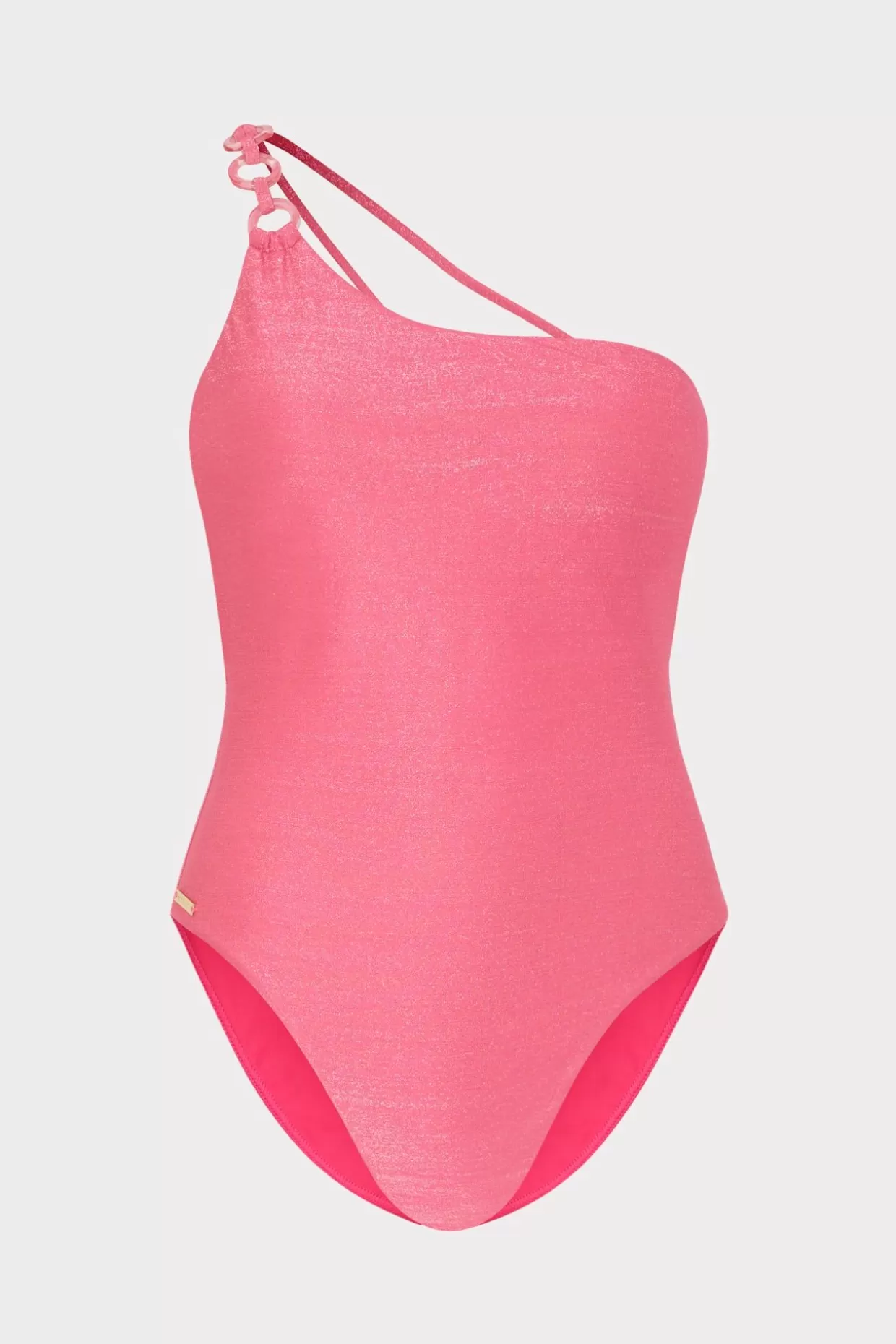 One Piece Swimsuits-MILLY Ring One Shoulder One Piece Shimmer Pink