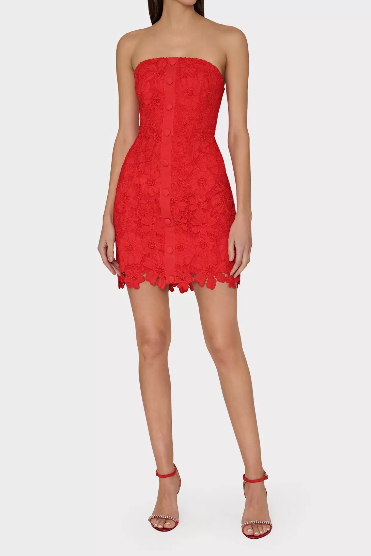 Jumpsuits & Rompers-MILLY Roja Lace Mini Dress Red