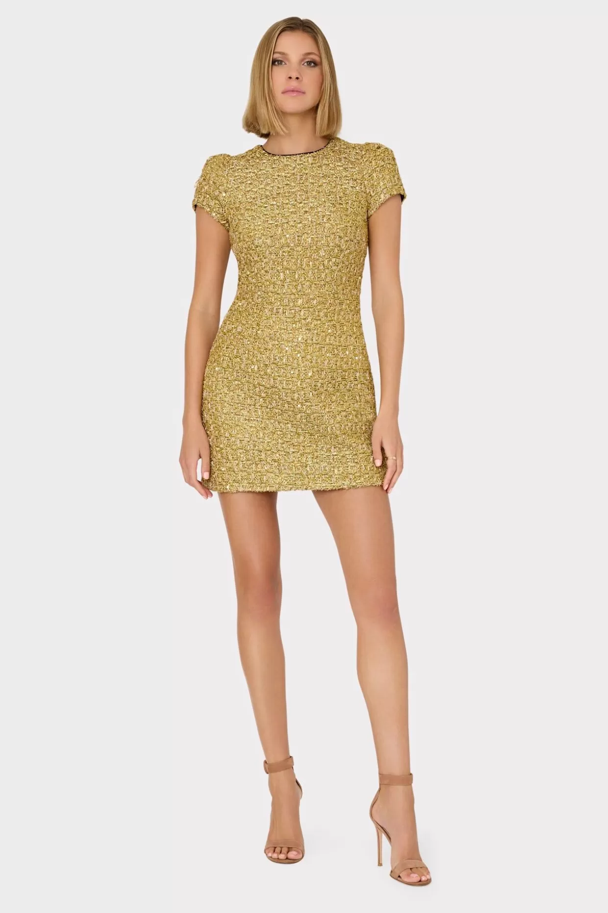 Jumpsuits & Rompers-MILLY Rowen Metallic Tweed Dress Gold