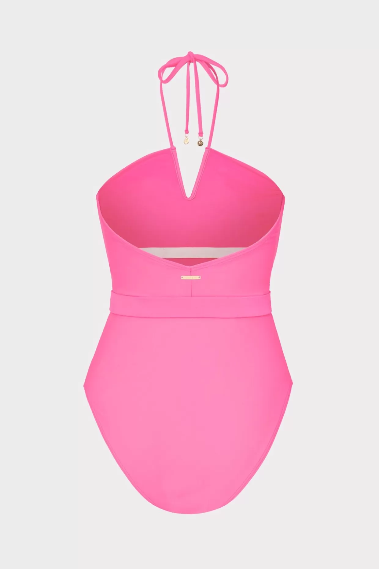 One Piece Swimsuits-MILLY Ruched Halter One Piece Neon Pink