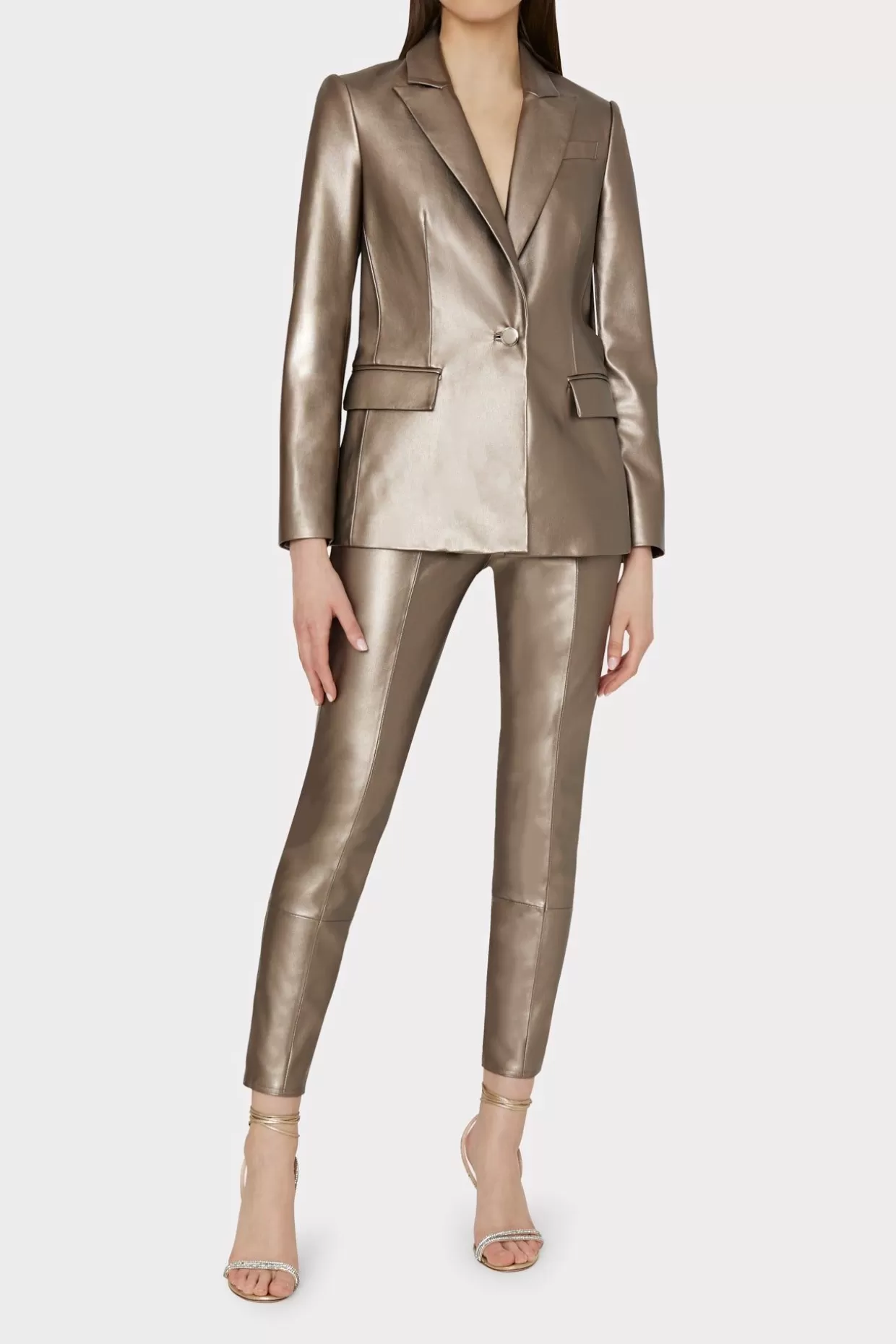 Pants-MILLY Rue Vegan Leather Pants Silver