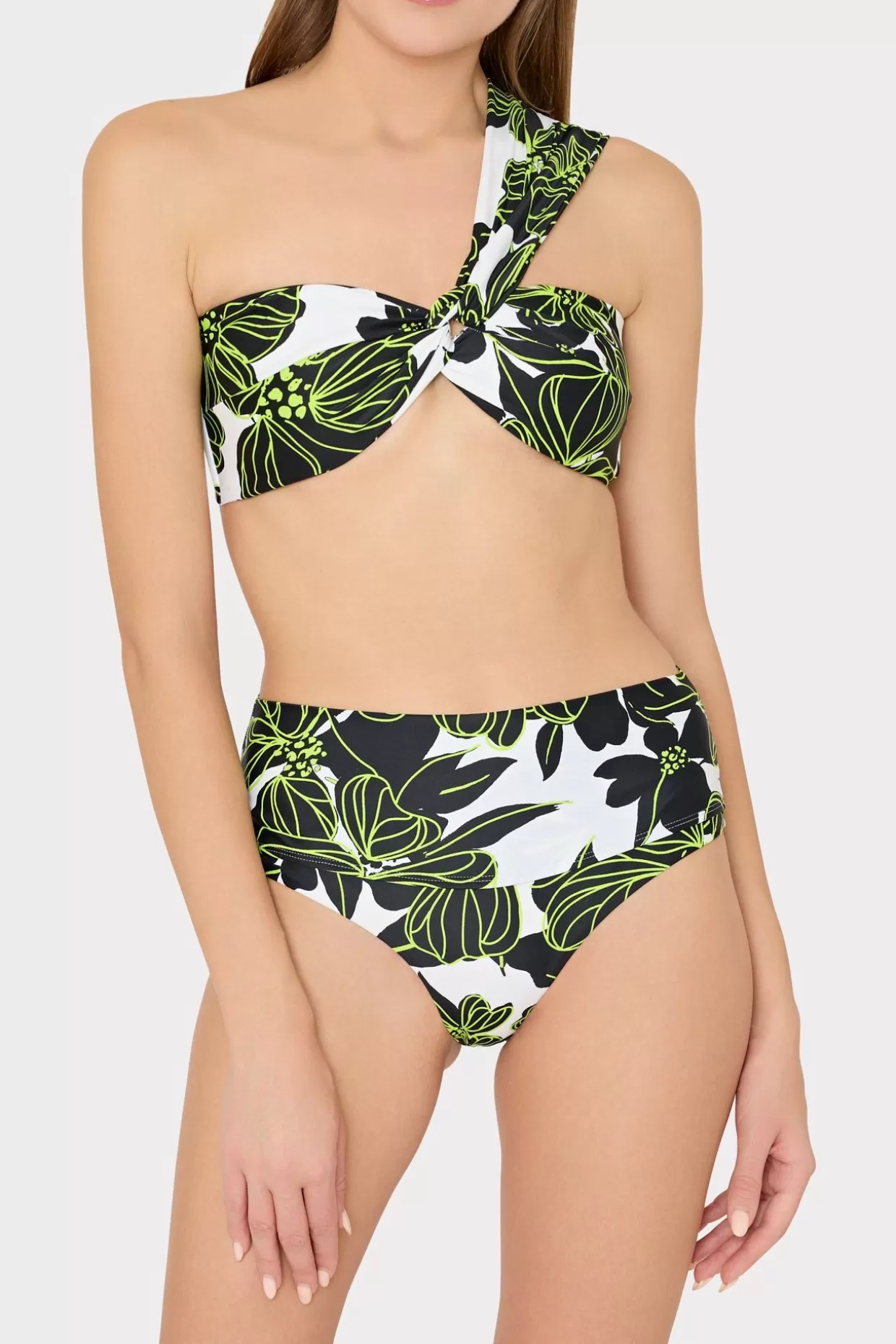 Jumpsuits & Rompers-MILLY Sea Of Petals High Waisted Bikini Bottom Chartreuse/Black