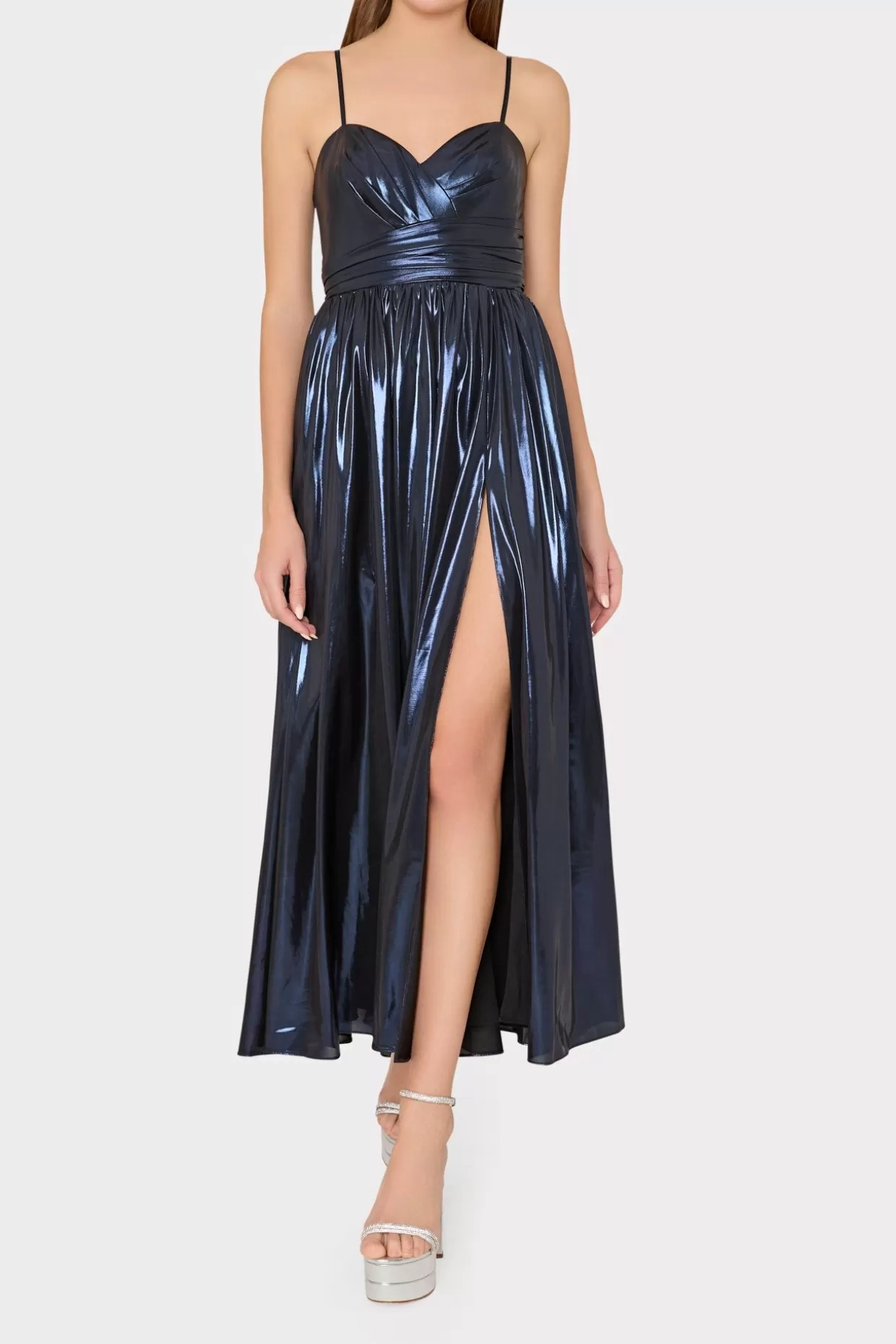 Maxi Dresses-MILLY Shannon Metallic Dress Navy