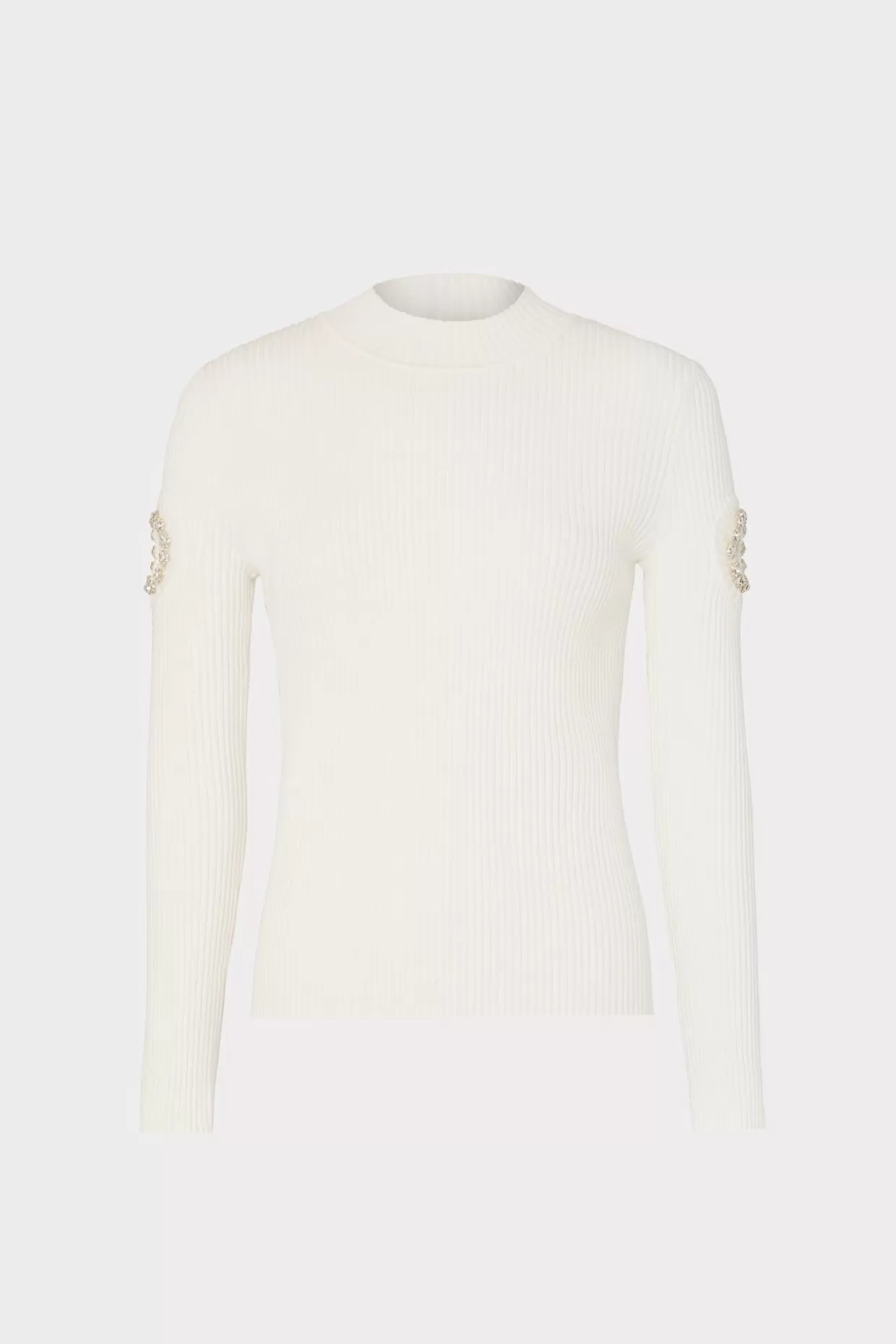 Sweaters & Knits-MILLY Shoulder Cut Out Knit Mock Neck Ecru