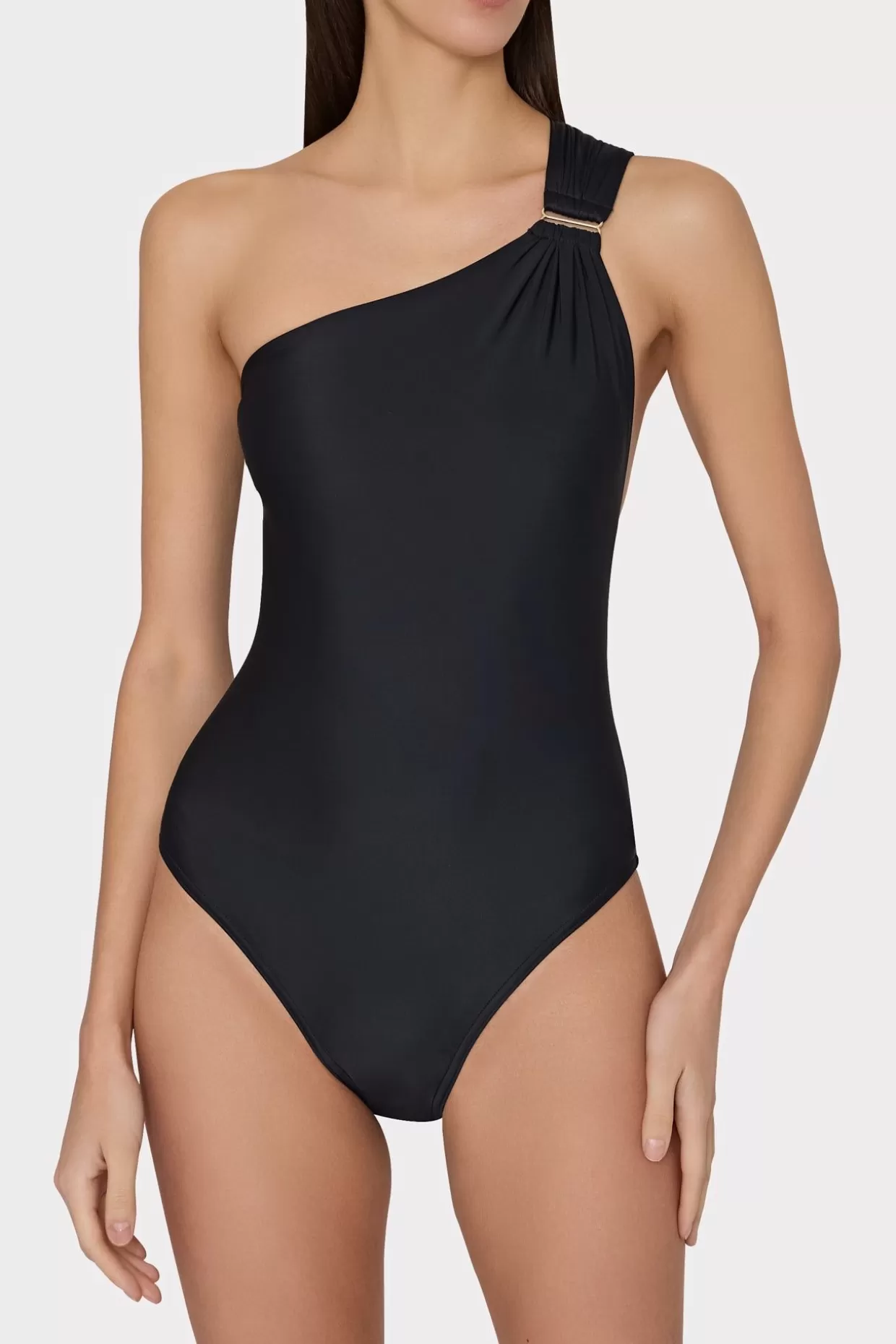 Jumpsuits & Rompers-MILLY Solid Carvico Vita One Shoulder One Piece Black