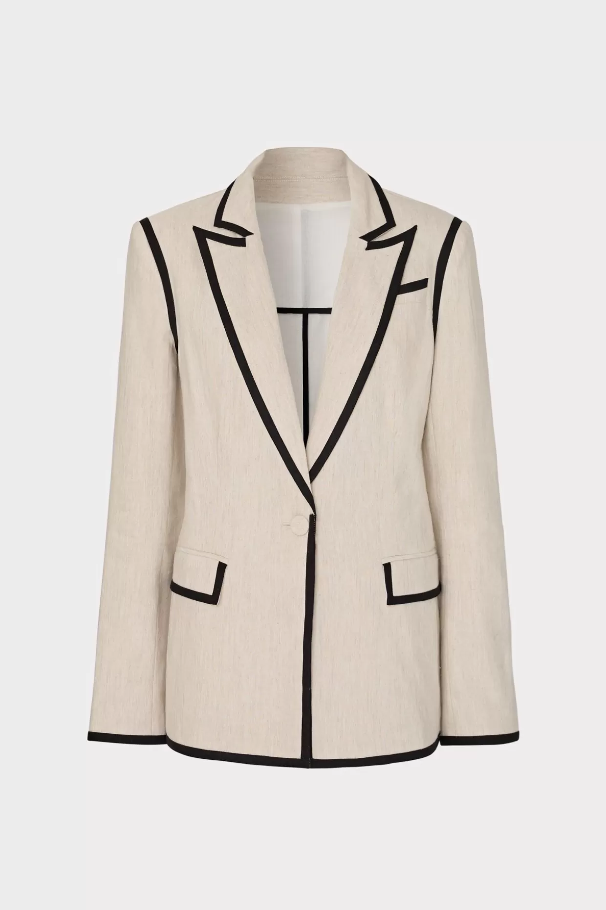 Blazers-MILLY Solid Linen Jacket Natural