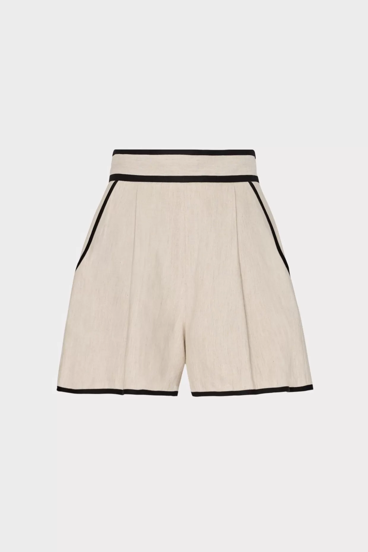 Matching Sets-MILLY Solid Linen Shorts Natural