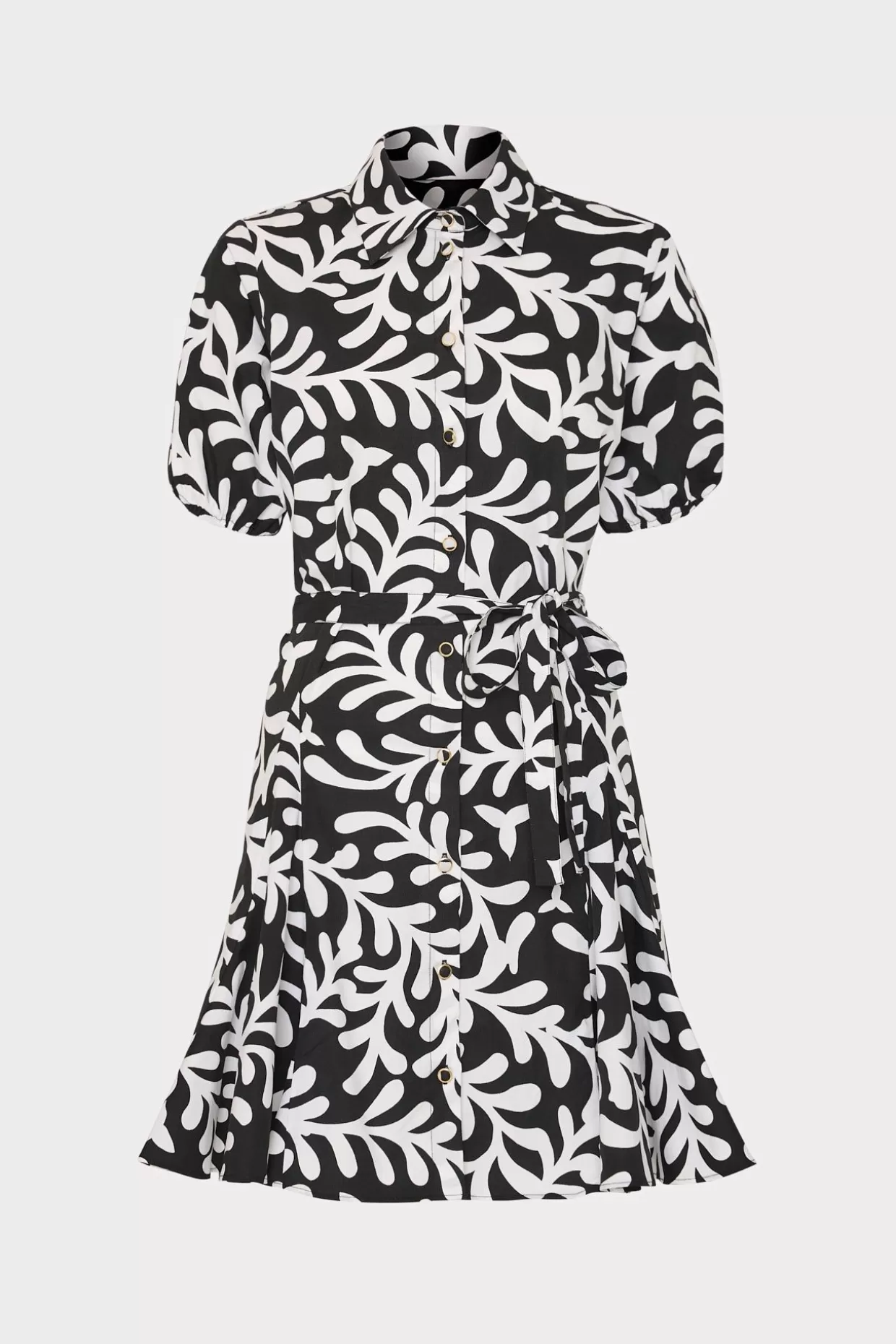 Day Dresses-MILLY Spanish Vine Poplin Mini Dress Black/White