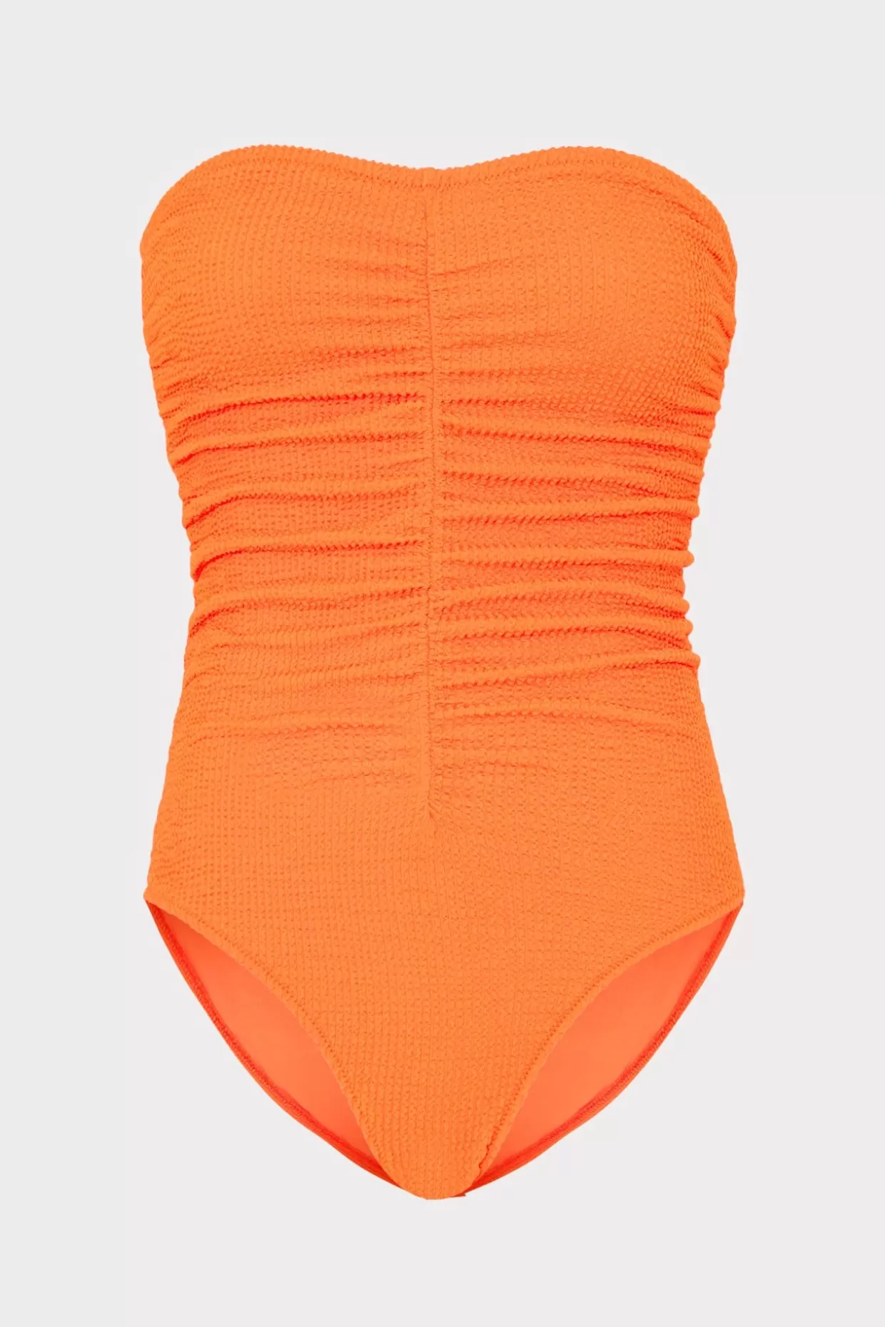 Jumpsuits & Rompers-MILLY Textured Ruched One Piece Neon Orange