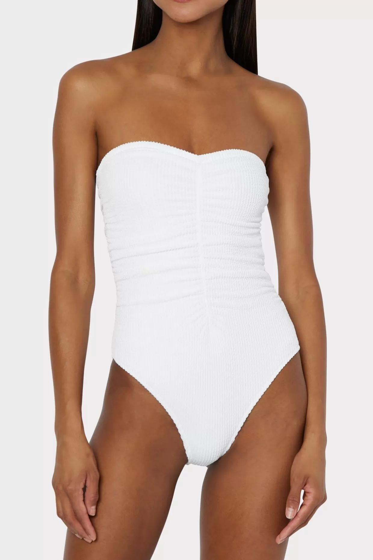 Jumpsuits & Rompers-MILLY Textured Ruched One Piece White