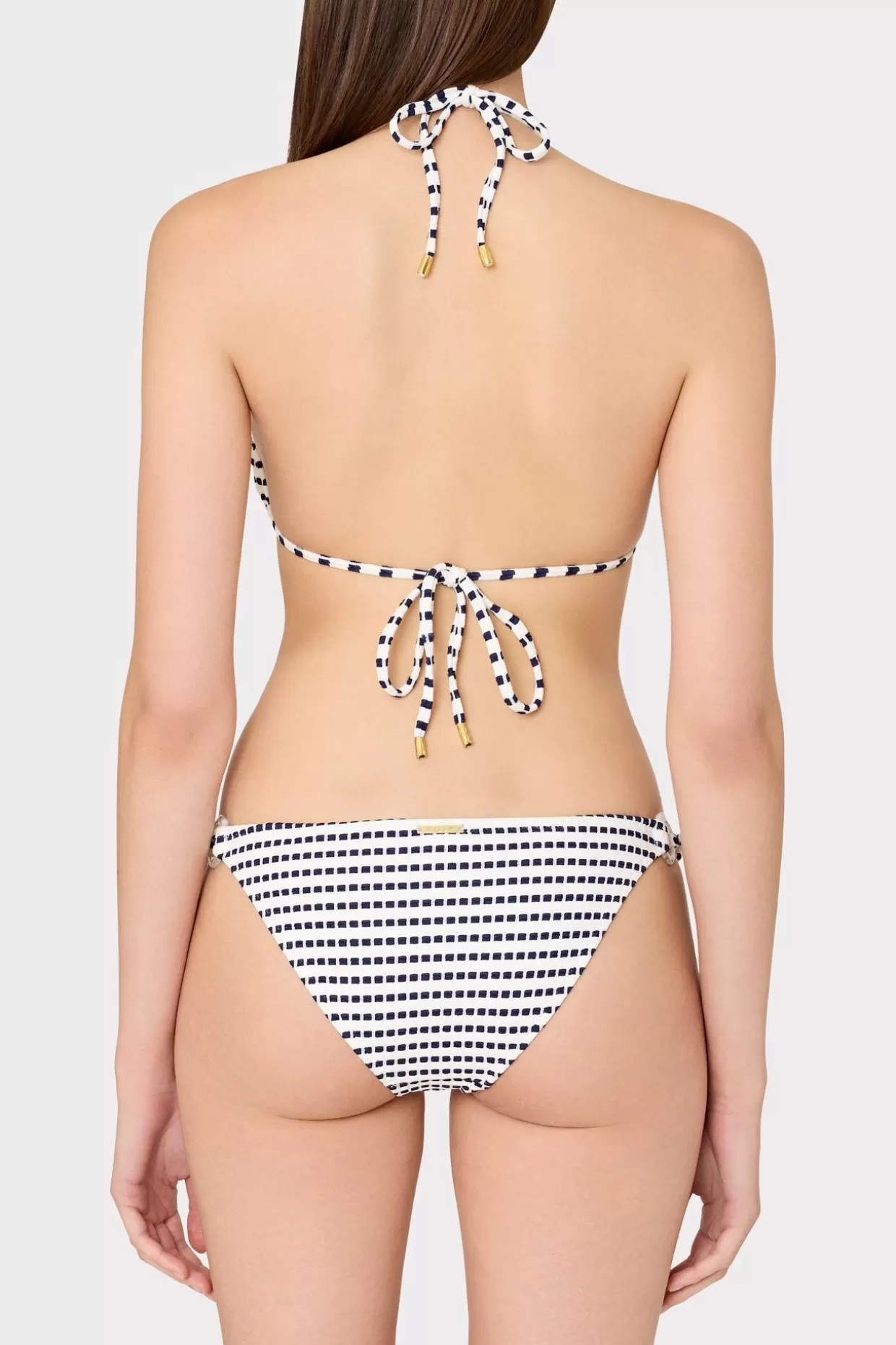 Bikinis-MILLY Textured Stripe Ring Triangle Bikini Top Navy