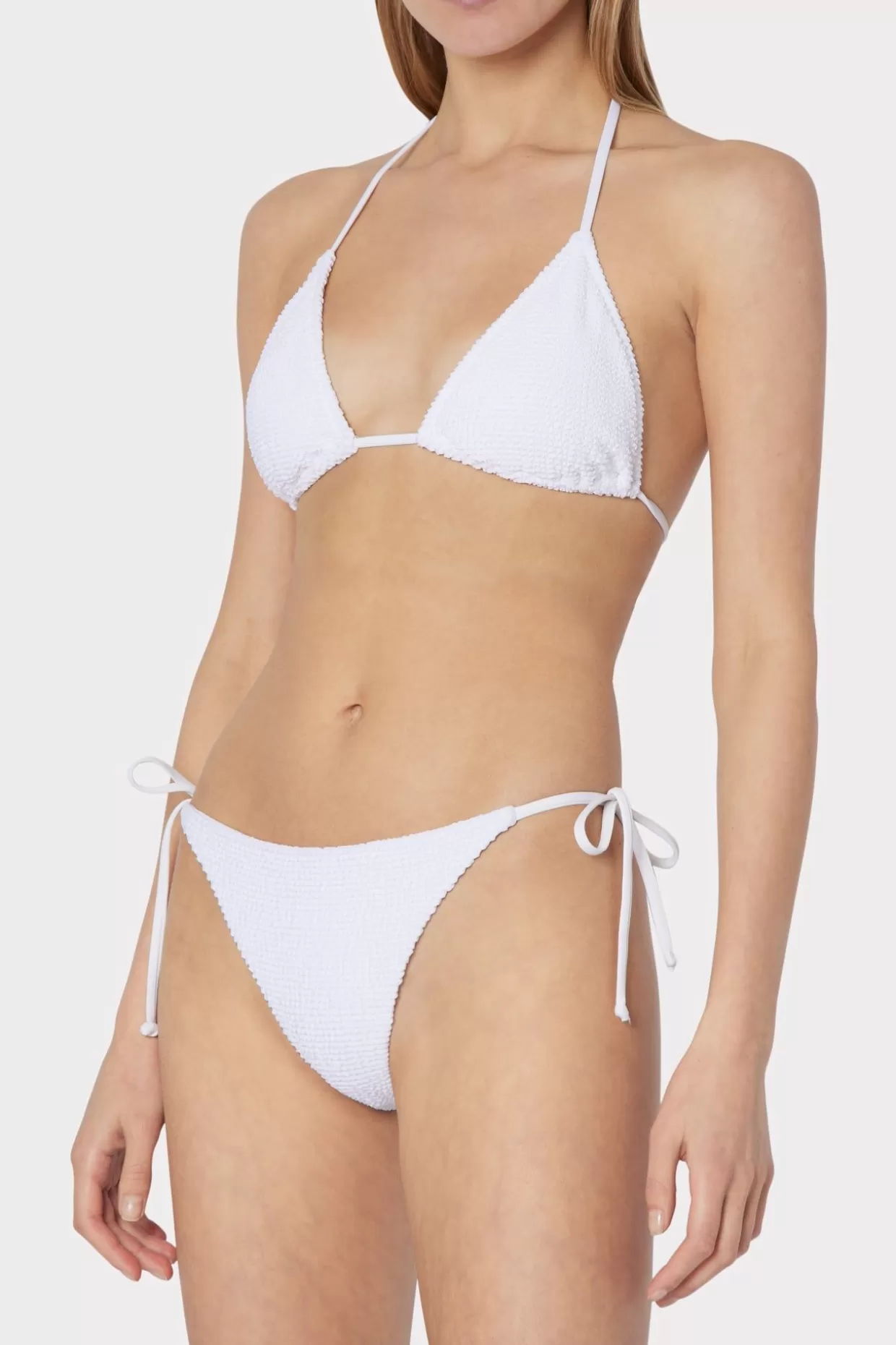 Jumpsuits & Rompers-MILLY Textured Triangle Bikini Top White