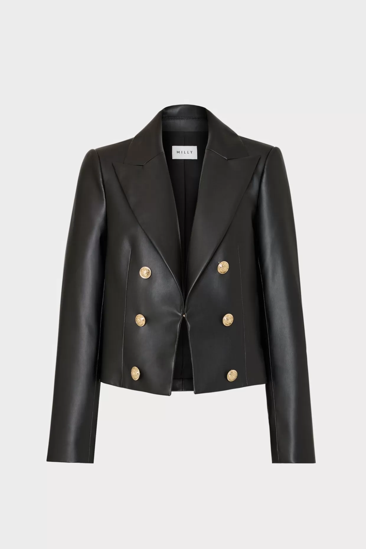Coats & Jackets-MILLY Thompson Vegan Leather Blazer Black