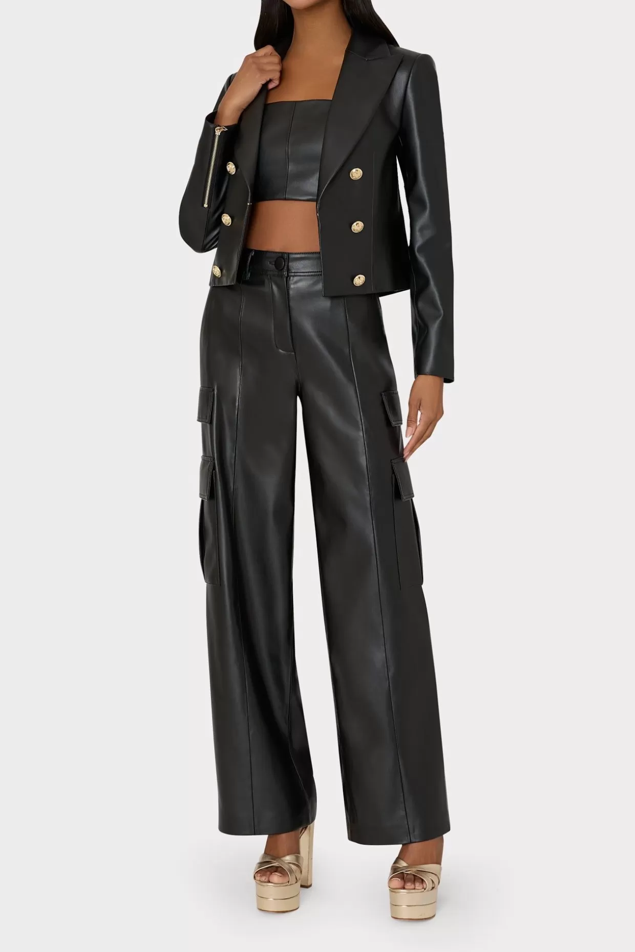 Coats & Jackets-MILLY Thompson Vegan Leather Blazer Black