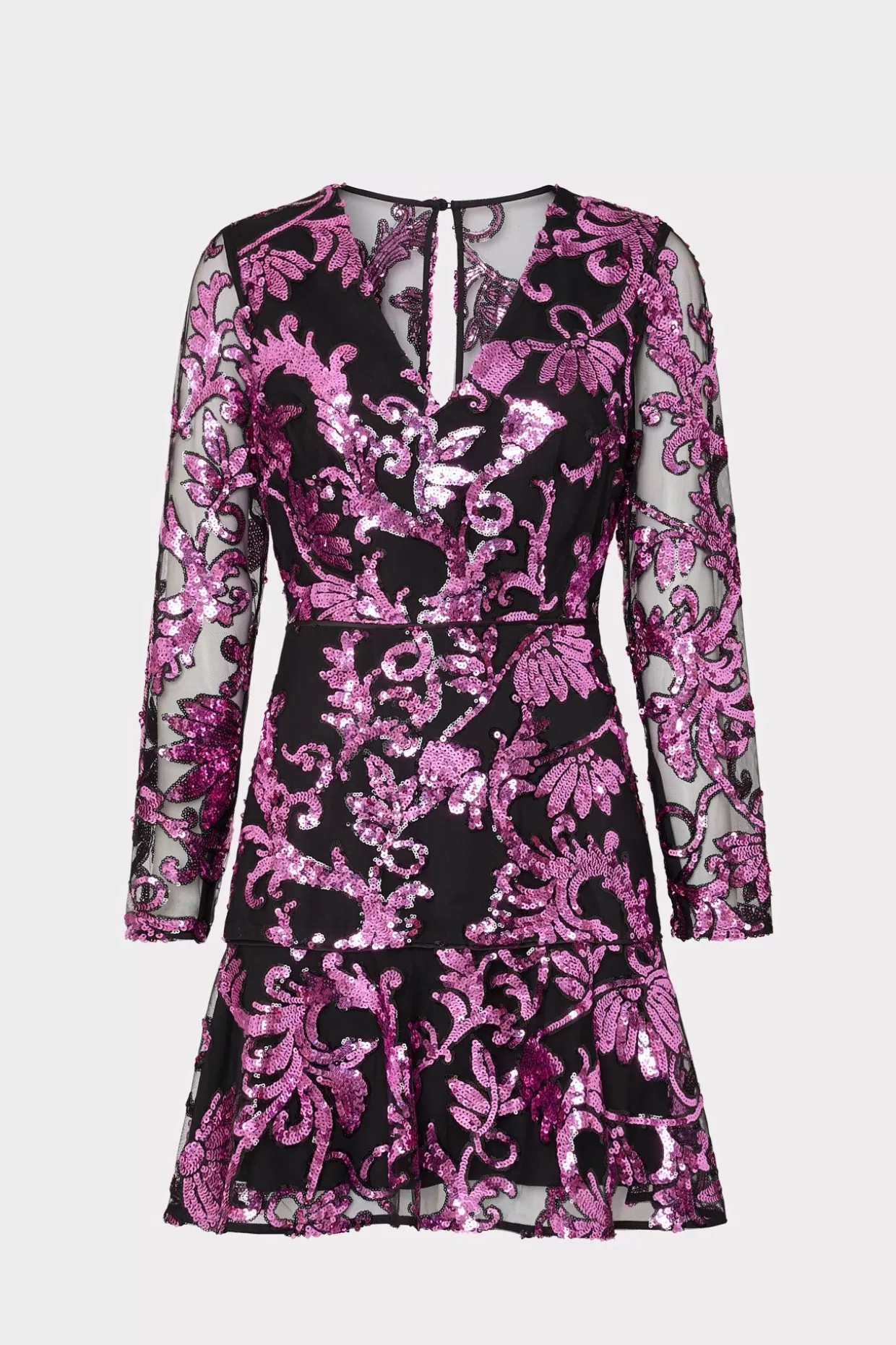 Pink Dresses-MILLY Tove Tassel Paisley Sequins Dress Pink Multi