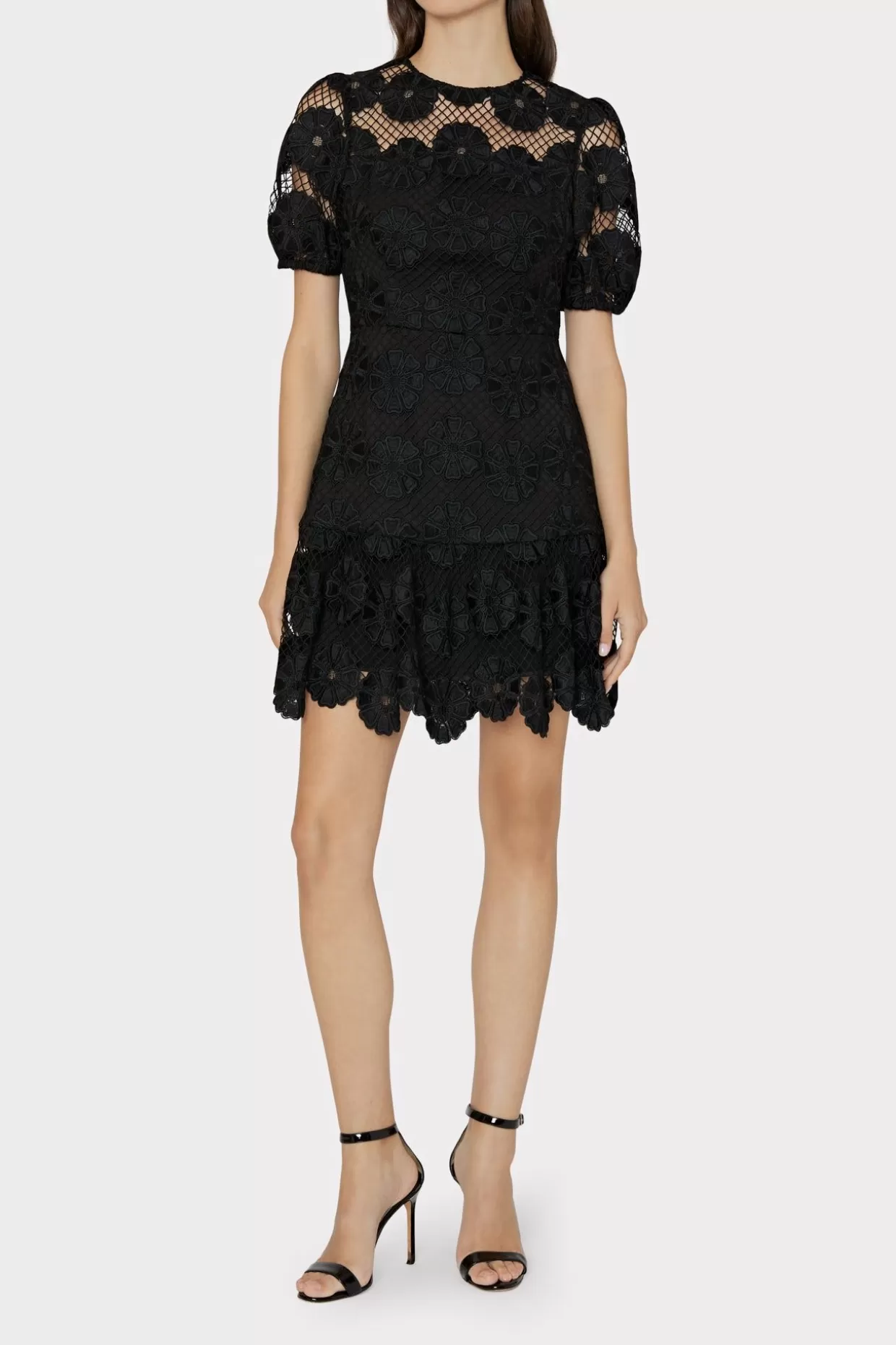 Little Black Dresses-MILLY Yasmin Daisy Lace Dress Black