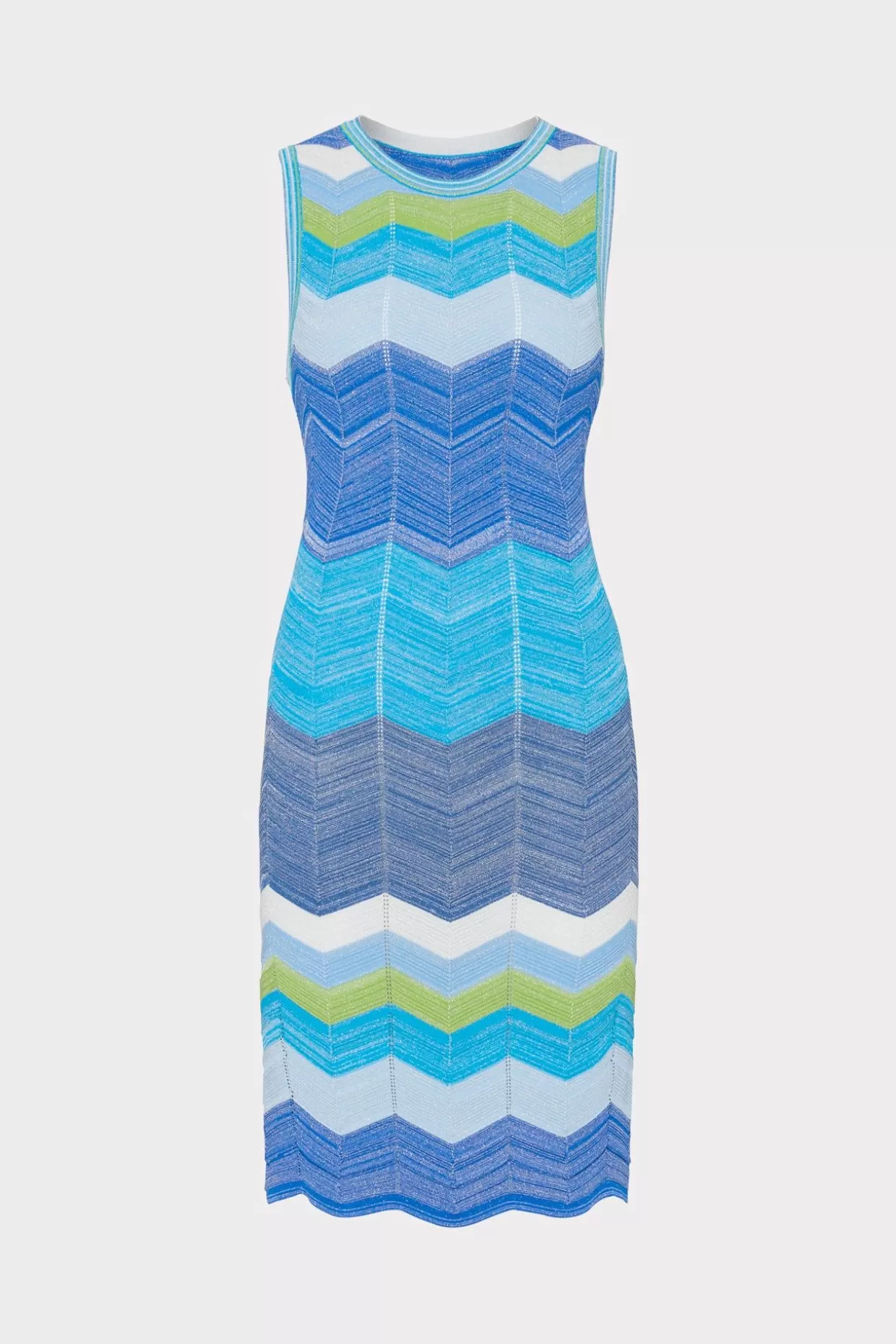 Mini Dresses-MILLY Zig Zag Knit Mini Dress Blue Multi